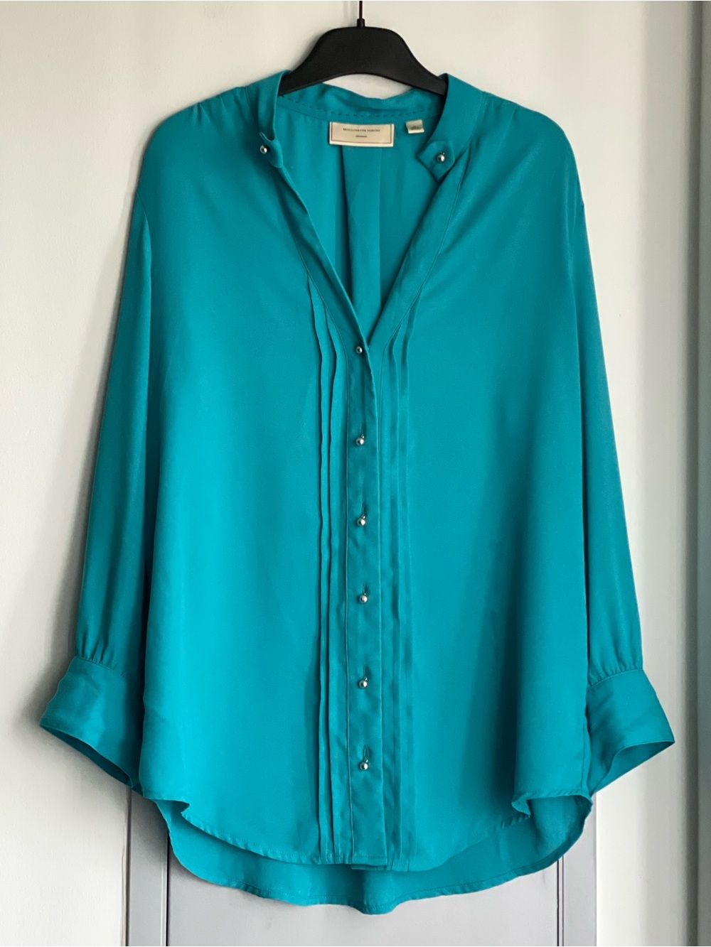 ANTHROPOLOGIE MOULETTE Button-Front Teal Blouse